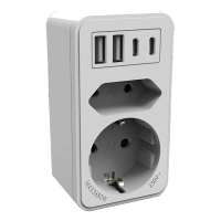 Calex adapterstekker | Type F, Type C, USB-A, USB-C | Geschikt voor Nederland | Wit LCA01263