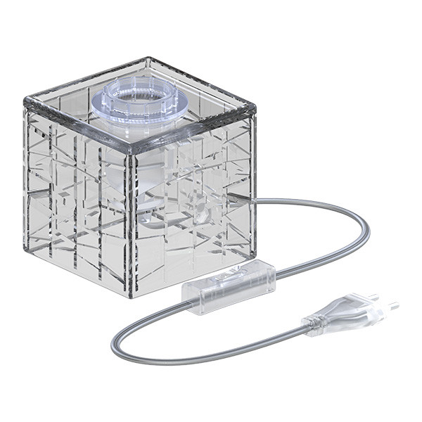 Calex lampvoet E27 | Tafelmodel met schakelaar | Kubus | Glas | Transparant  LCA00581 - 1