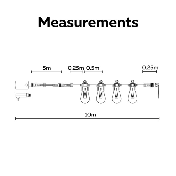 Calex lichtslinger 5 meter | Vista | RGBIC + CCT | 10 lampjes | IP44 | 18W LCA01067 - 7