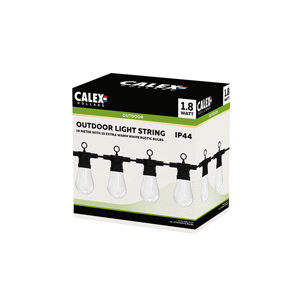 Calex lichtsnoer 10 meter | 1800K | 10 lampjes | IP44 | 1.8W  LCA01121 - 1