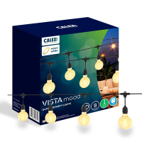 Calex lichtsnoer 10 meter | Vista | 2700K | 8 lampjes | 45 lumen | 12W | Zwart  LCA01179