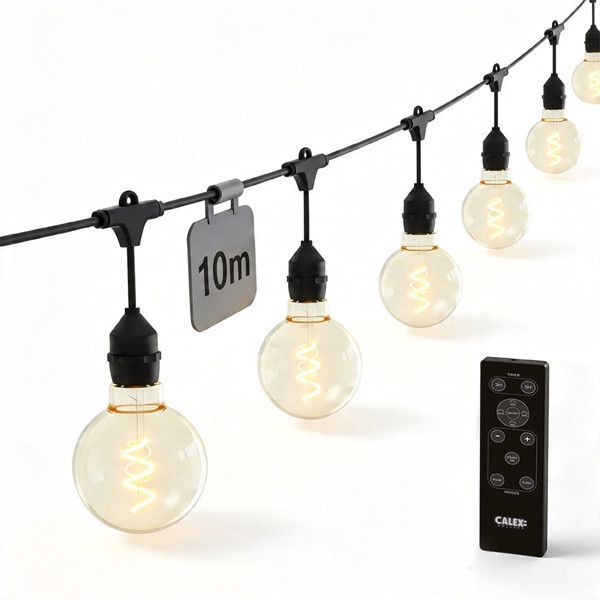 Calex lichtsnoer 10 meter | Vista | 2700K | 8 lampjes | 45 lumen | 12W | Zwart LCA01179 - 1