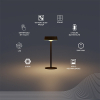 Calex oplaadbare solar tafellamp | Parma | 2700K | Dimbaar | 150 lumen | IP67 | 2.2W | Zwart  LCA01174 - 2