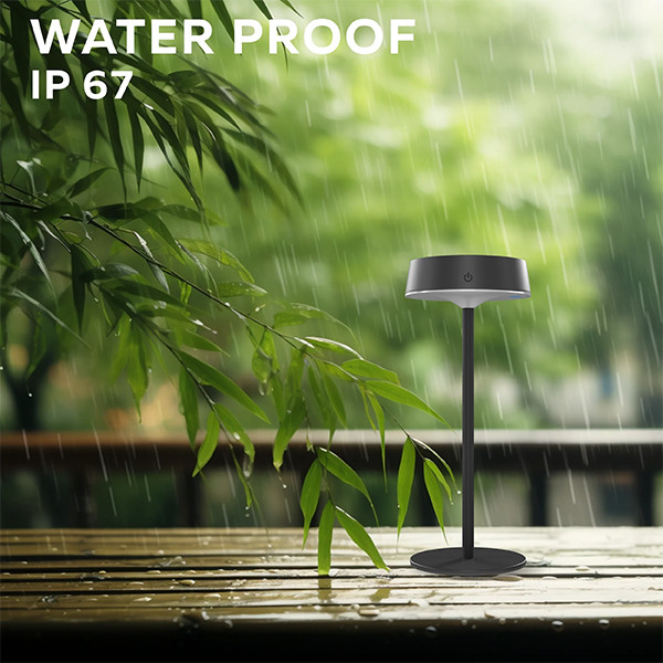 Calex oplaadbare solar tafellamp | Parma | 2700K | Dimbaar | 150 lumen | IP67 | 2.2W | Zwart  LCA01174 - 3