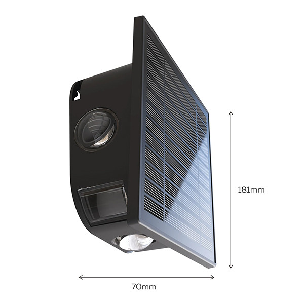 Calex oplaadbare solar wandlamp | Altamura | Vierkant | 2700K | 40 lumen | IP44 | 0.6W | Zwart  LCA01172 - 7