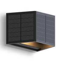 Calex oplaadbare solar wandlamp | Caserta | Up & Down | Vierkant | 2700K | 40 lumen | IP44 | 0.5W | Zwart  LCA01170