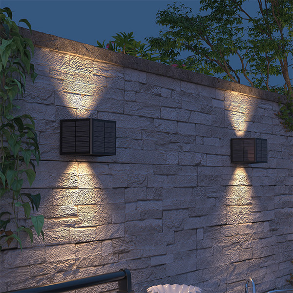 Calex oplaadbare solar wandlamp | Caserta | Up & Down | Vierkant | 2700K | 40 lumen | IP44 | 0.5W | Zwart  LCA01170 - 6