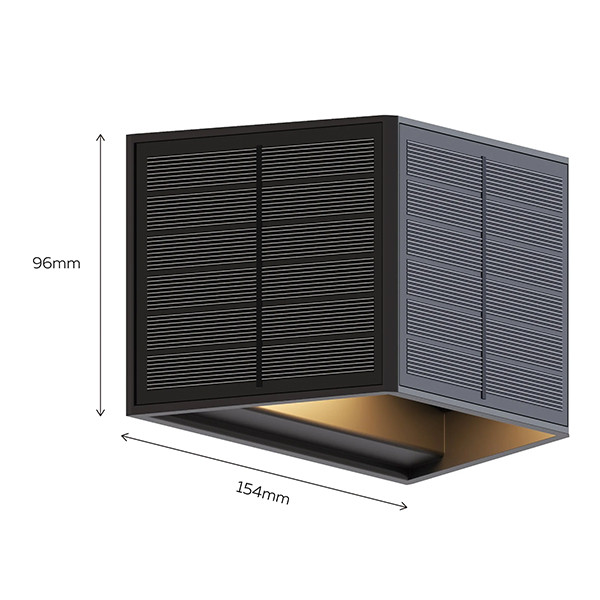 Calex oplaadbare solar wandlamp | Caserta | Up & Down | Vierkant | 2700K | 40 lumen | IP44 | 0.5W | Zwart  LCA01170 - 7