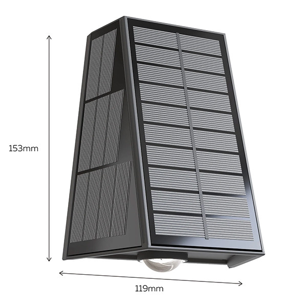 Calex oplaadbare solar wandlamp | Matera | Up & Down | Rechthoek | 2700K | 85 lumen | IP44 | 1.6W | Zwart  LCA01171 - 7