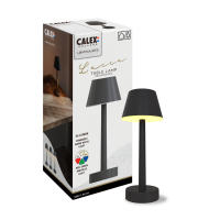 Calex oplaadbare tafellamp | Lucca | RGB + 3000K | Dimbaar | IP54 | Zwart  LCA01035