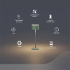 Calex oplaadbare tafellamp | Serino | 2700K | Dimbaar | 90 lumen | IP44 | 2W | Groen  LCA01160 - 2