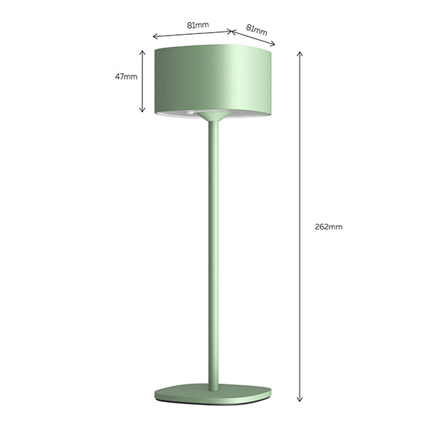Calex oplaadbare tafellamp | Serino | 2700K | Dimbaar | 90 lumen | IP44 | 2W | Groen  LCA01160 - 6