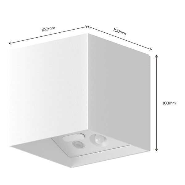 Calex oplaadbare wandlamp buiten | Volterra | Up & Down | Vierkant | 2700K | 170 lumen | IP44 | 1.5W | Wit  LCA01155 - 6