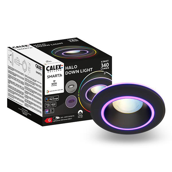 Calex slimme inbouwspot | Halo | Zwart | RGB + 2700-6500K | 6.5W  LCA00814 - 1