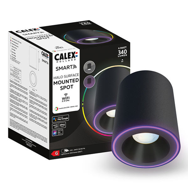 Calex slimme opbouwspot | Halo | Zwart | RGB + 2700-6500K | 6.5W  LCA00812 - 1