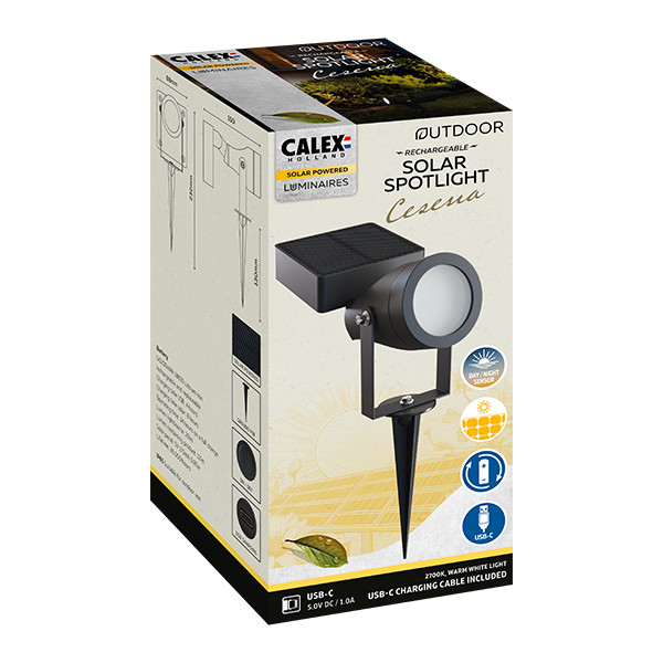 Calex solar prikspot buiten | IP65 | oplaadbaar | Zwart LCA01276 - 7