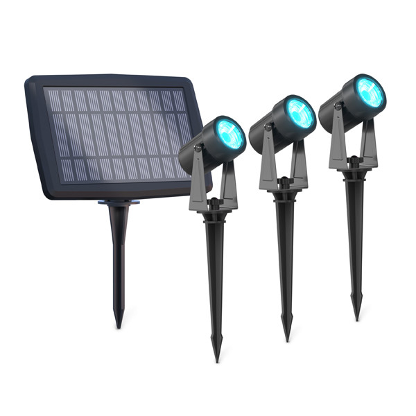 Calex solar prikspots | RGB + 2700K | 20 lumen | 3 stuks | Zwart LCA01277 - 1