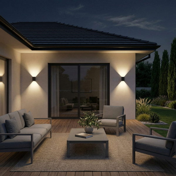 Calex solar wandlamp | Up & Down | Rechthoek | 2700K | 45 lumen | IP65 | 1W | Zwart LCA01275 - 2
