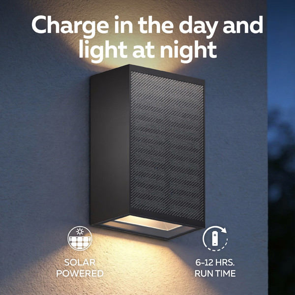Calex solar wandlamp | Up & Down | Rechthoek | 2700K | 45 lumen | IP65 | 1W | Zwart LCA01275 - 3
