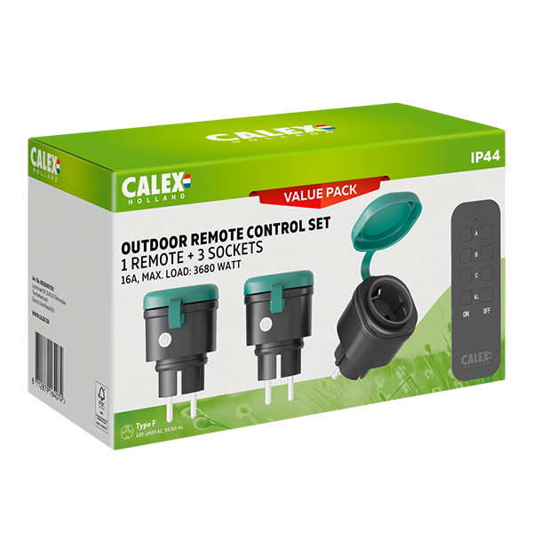 Calex stekker set buiten | IP44 | 3680W | Zwart LCA01205 - 2