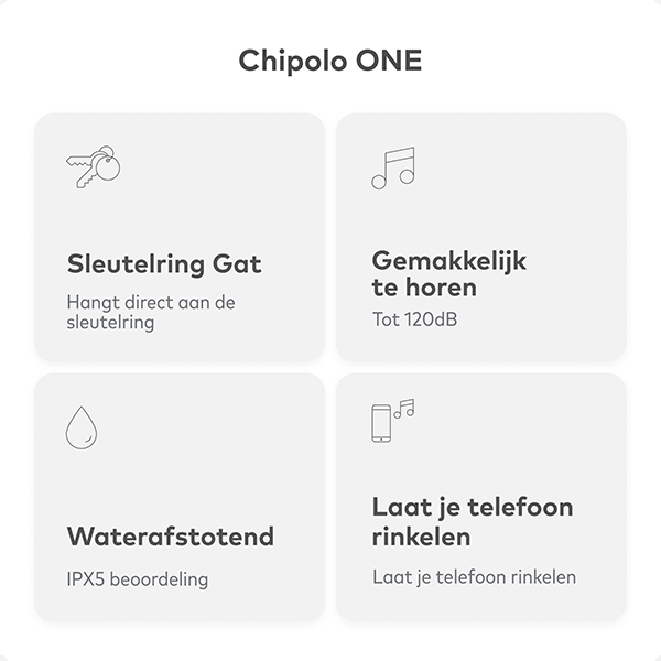 Chipolo One Bluetooth Tracker | Wit, Zwart, Rood, Blauw | 4 stuks  LCH00018 - 5