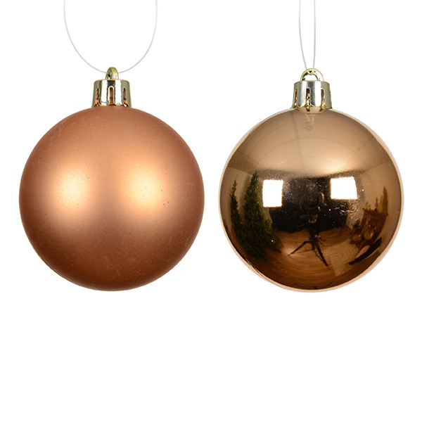 Kerstballen | Ø 10 cm | Glanzend en mat | Brandy | 4 stuks | Decoris LLU00391 - 2