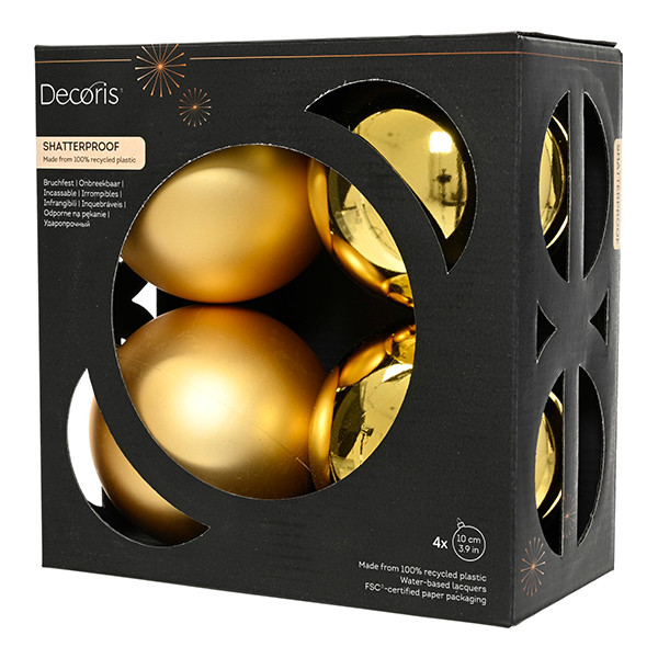 Kerstballen | Ø 10 cm | Glanzend en mat | Goud | 4 stuks | Decoris LLU00362 - 1