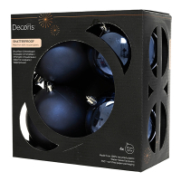 Kerstballen | Ø 10 cm | Glanzend en mat | Nachtblauw | 4 stuks | Decoris LLU00366