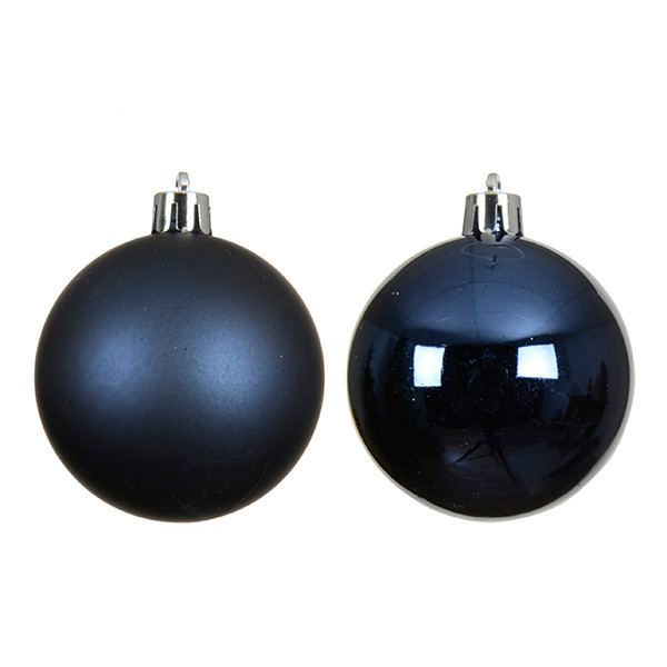 Kerstballen | Ø 10 cm | Glanzend en mat | Nachtblauw | 4 stuks | Decoris LLU00366 - 2