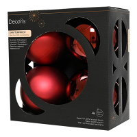 Kerstballen | Ø 10 cm | Glanzend en mat | Ossenbloed | 4 stuks | Decoris LLU00363