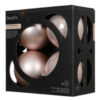 Kerstballen | Ø 10 cm | Glanzend en mat | Poederroze | 4 stuks | Decoris LLU00390