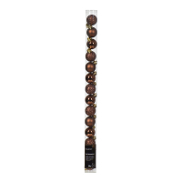 Kerstballen | Ø 3 cm | Glanzend, mat en glitter | Espresso | 14 stuks | Decoris LLU00381