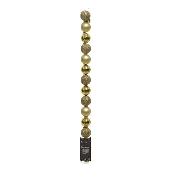 Kerstballen | Ø 3 cm | Glanzend, mat en glitter | Goud | 14 stuks | Decoris LLU00331 - 1