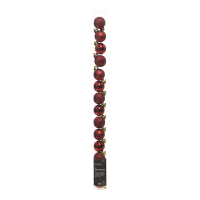 Kerstballen | Ø 3 cm | Glanzend, mat en glitter | Kerstrood | 14 stuks | Decoris LLU00332