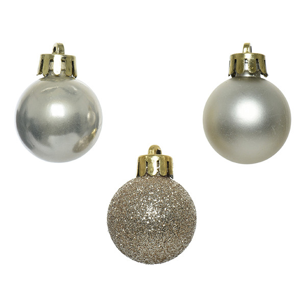 Kerstballen | Ø 3 cm | Glanzend, mat en glitter | Parel | 14 stuks | Decoris LLU00334 - 2