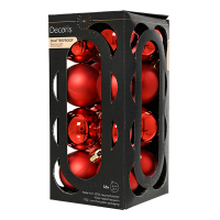 Kerstballen | Ø 4 cm | Glanzend en mat | Kerstrood | 16 stuks | Decoris LLU00343