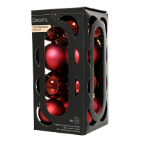 Kerstballen | Ø 4 cm | Glanzend en mat | Ossenbloed | 16 stuks | Decoris LLU00345