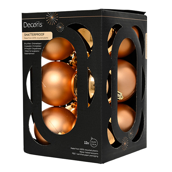 Kerstballen | Ø 6 cm | Glanzend en mat | Brandy | 12 stuks | Decoris LLU00387 - 1