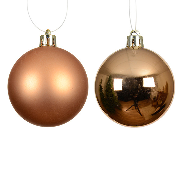 Kerstballen | Ø 6 cm | Glanzend en mat | Brandy | 12 stuks | Decoris LLU00387 - 2