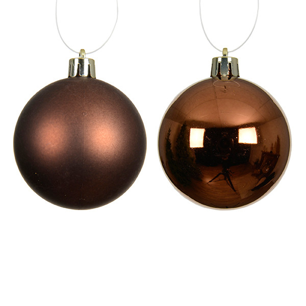 Kerstballen | Ø 6 cm | Glanzend en mat | Espresso | 12 stuks | Decoris LLU00353 - 2
