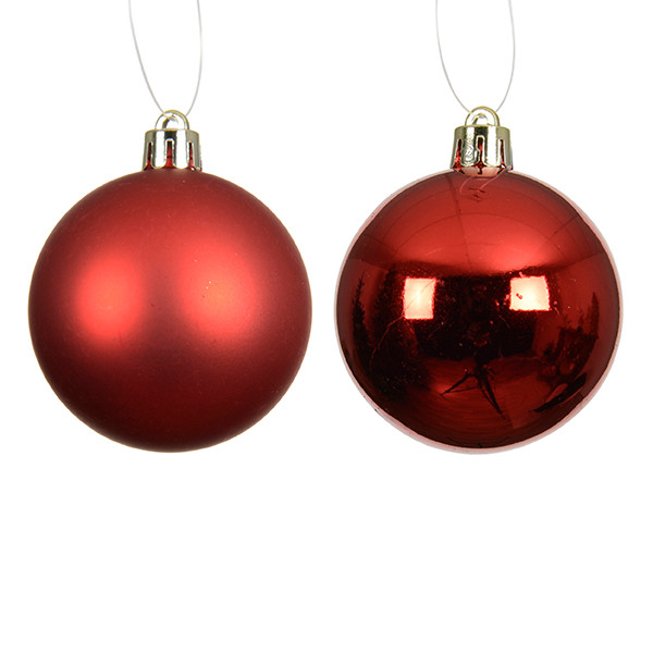 Kerstballen | Ø 6 cm | Glanzend en mat | Kerstrood | 12 stuks | Decoris LLU00349 - 2
