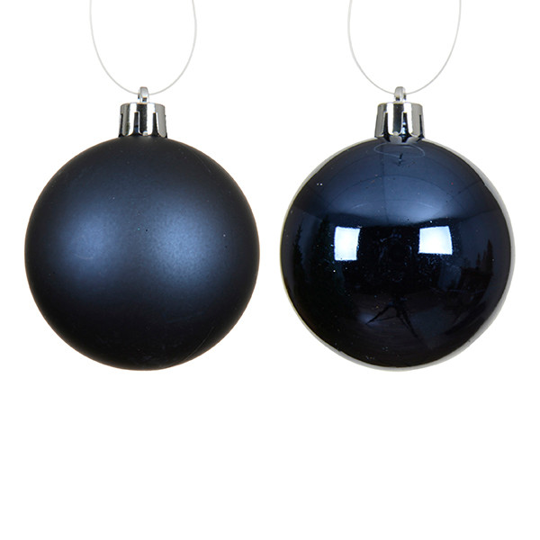 Kerstballen | Ø 6 cm | Glanzend en mat | Nachtblauw | 12 stuks | Decoris LLU00354 - 2