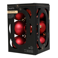 Kerstballen | Ø 6 cm | Glanzend en mat | Ossenbloed | 12 stuks | Decoris LLU00351