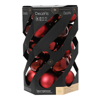 Kerstballen | Ø 6 cm | Glanzend en mat | Ossenbloed | 30 stuks | Decoris LLU00340