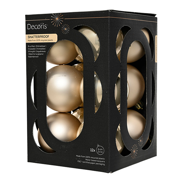 Kerstballen | Ø 6 cm | Glanzend en mat | Parel | 12 stuks | Decoris LLU00352 - 1