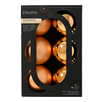 Kerstballen | Ø 8 cm | Glanzend en mat | Brandy | 6 stuks | Decoris LLU00389
