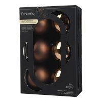 Kerstballen | Ø 8 cm | Glanzend en mat | Espresso | 6 stuks | Decoris LLU00359
