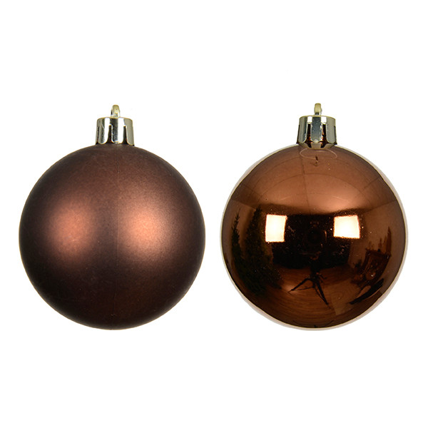 Kerstballen | Ø 8 cm | Glanzend en mat | Espresso | 6 stuks | Decoris LLU00359 - 2
