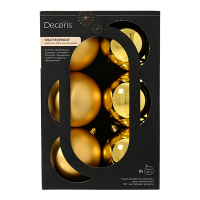 Kerstballen | Ø 8 cm | Glanzend en mat | Goud | 6 stuks | Decoris LLU00356