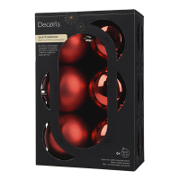 Kerstballen | Ø 8 cm | Glanzend en mat | Kerstrood | 6 stuks | Decoris LLU00355